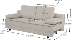 OTTO home Schlafsofa »JANNIKO Cord, Breite: 193 cm, Liegefläche 124x193 cm, softer Cord« mit Bettfunktion & Bettkasten