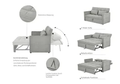 OTTO home Schlafsofa »STEFFO, 159 cm, 2-Sitzer, mit verstellbarer Rückenlehne« Klappmechanismus, Feinstruktur-Bezug, natürliche Farben