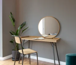 OTTO home Schminktisch »Birmingham Frisiertisch mit Spiegel Ø 71 cm, Arbeitsplatte 110/50 cm« besonderes Design, Breite 115 cm, FSC®-zertifiziert