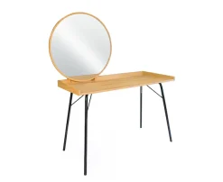 OTTO home Schminktisch »Birmingham Frisiertisch mit Spiegel Ø 71 cm, Arbeitsplatte 110/50 cm« besonderes Design, Breite 115 cm, FSC®-zertifiziert