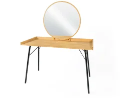 OTTO home Schminktisch »Birmingham Frisiertisch mit Spiegel Ø 71 cm, Arbeitsplatte 110/50 cm« besonderes Design, Breite 115 cm, FSC®-zertifiziert