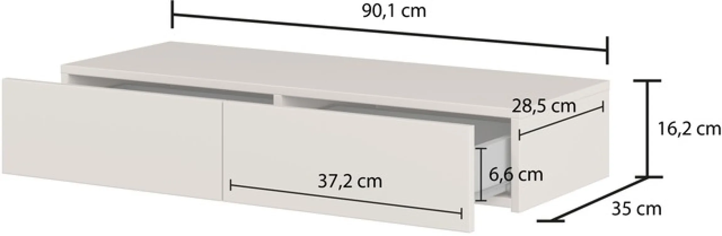 OTTO home Schminktisch »Jukon, Breite 90 cm, moderner Schminktisch, hängend, mit 2 Schubladen« ohne Spiegel,Hängende Schminktisch, grifflos