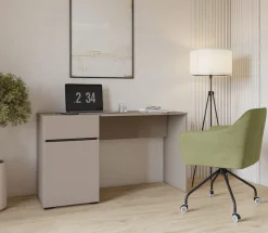 OTTO home Schreibtisch »Cross, Breite 130 cm, praktischer Computertisch« Bürotisch mit 1 Schublade und Tür, Tischplatte mit Kabeldurchführung