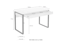 OTTO home Schreibtisch »Moid, Computertisch im modernen Design,« Breite 120/140/160 cm, mit Metallbeinen & Schublade
