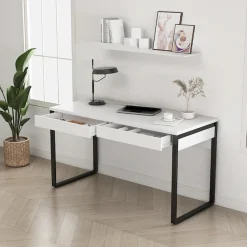 OTTO home Schreibtisch »Moid, Computertisch im modernen Design,« Breite 120/140/160 cm, mit Metallbeinen & Schublade