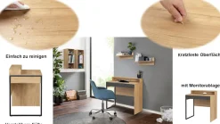OTTO home Schreibtisch »Moid, Computertisch in modernem Design« Breite 80 cm, mit Schublade, Kabeldurchlass & Metallkufe