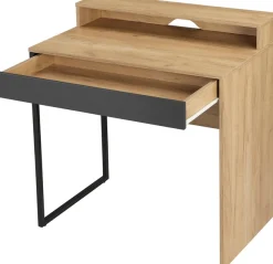 OTTO home Schreibtisch »Moid, Computertisch in modernem Design« Breite 80 cm, mit Schublade, Kabeldurchlass & Metallkufe