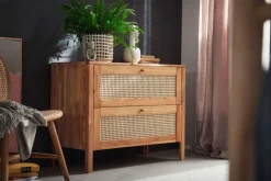 OTTO home Schubkastenkommode »Hällevik, Kommode, Aufbewahrung, mit 2 geräumige Schubladen, Scandi« 1 Stk. tlg. Schubladenfronten mit Wiener Geflecht, massive Eiche, Soft-Close