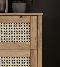 OTTO home Schubkastenkommode »Hällevik, Kommode, Aufbewahrung, mit 2 geräumige Schubladen, Scandi« 1 Stk. tlg. Schubladenfronten mit Wiener Geflecht, massive Eiche, Soft-Close