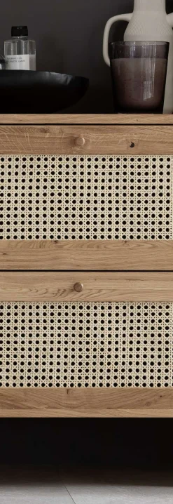 OTTO home Schubkastenkommode »Hällevik, Kommode, Aufbewahrung, mit 2 geräumige Schubladen, Scandi« 1 Stk. tlg. Schubladenfronten mit Wiener Geflecht, massive Eiche, Soft-Close
