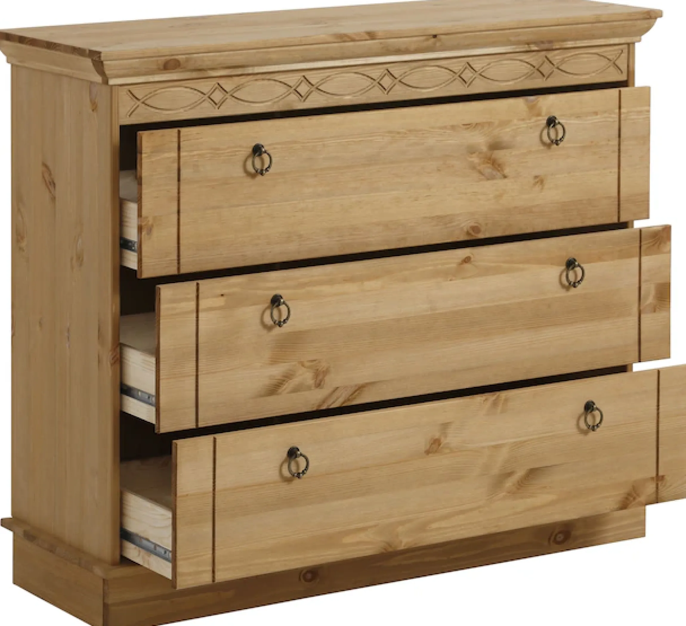 OTTO home Schubkastenkommode »Indra« aus massiver Kiefer, mit 3 Schubladen, Breite: 100 cm