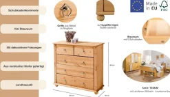 OTTO home Schubkastenkommode »Tessin« aus massiver, FSC zertifizierter Kiefer, mit 5 Schubladen