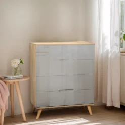 OTTO home Schubkastenkommode »Lund Schlafzimmerschrank Wäscheschrank mit hochglänzenden Fronten« Kommode mit 4 Schubladen für viel Stauraum,Schlafzimmerkommode Bestseller im skandinavischem Design