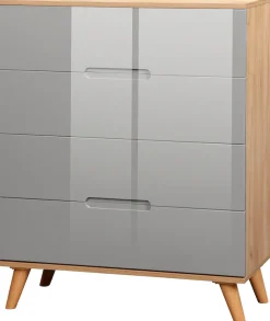 OTTO home Schubkastenkommode »Lund Schlafzimmerschrank Wäscheschrank mit hochglänzenden Fronten« Kommode mit 4 Schubladen für viel Stauraum,Schlafzimmerkommode Bestseller im skandinavischem Design