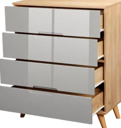 OTTO home Schubkastenkommode »Lund Schlafzimmerschrank Wäscheschrank mit hochglänzenden Fronten« Kommode mit 4 Schubladen für viel Stauraum,Schlafzimmerkommode Bestseller im skandinavischem Design