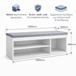 OTTO home Schuhbank »Schuchschrank 100,Schuhregal, Schuhtruhe, Schuhkommode, Sitzbank« Inkl. bequemem Sitzkissen mit Stauraum darunter
