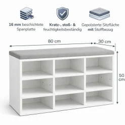 OTTO home Schuhbank »Schuchschrank 80,Schuhregal, Schuhtruhe, Schuhkommode, Sitzbank« mit bequemer, abnehmbarer Sitzauflage
