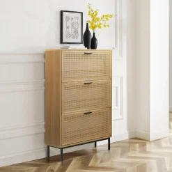 OTTO home Schuhschrank »Feines« aus massiver Esche, Metallgestell mit Pulverbeschichtung, Breite 80 cm