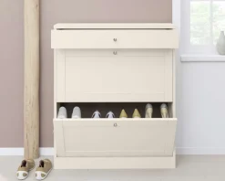 OTTO home Schuhschrank »Heide« Breite 90cm, mit Schubkasten, 2 Klappen und Facettenfront, Höhe 103cm