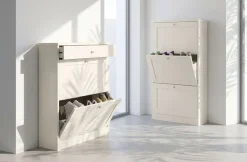 OTTO home Schuhschrank »Heide« Breite 90cm, mit Schubkasten, 2 Klappen und Facettenfront, Höhe 103cm