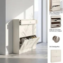 OTTO home Schuhschrank »Heide« Breite 90cm, mit Schubkasten, 2 Klappen und Facettenfront, Höhe 103cm