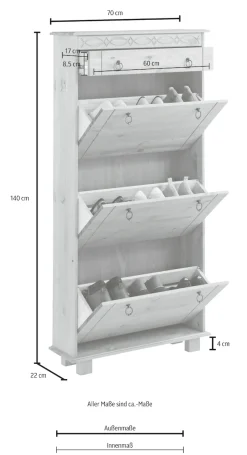 OTTO home Schuhschrank »Indra« aus massiver Kiefer, FSC®, Breite 70 cm, Platz für ca. 9 Paar Schuhe