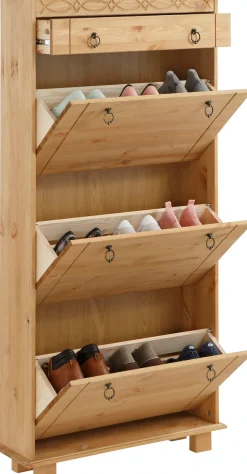 OTTO home Schuhschrank »Indra« aus massiver Kiefer, FSC®, Breite 70 cm, Platz für ca. 9 Paar Schuhe