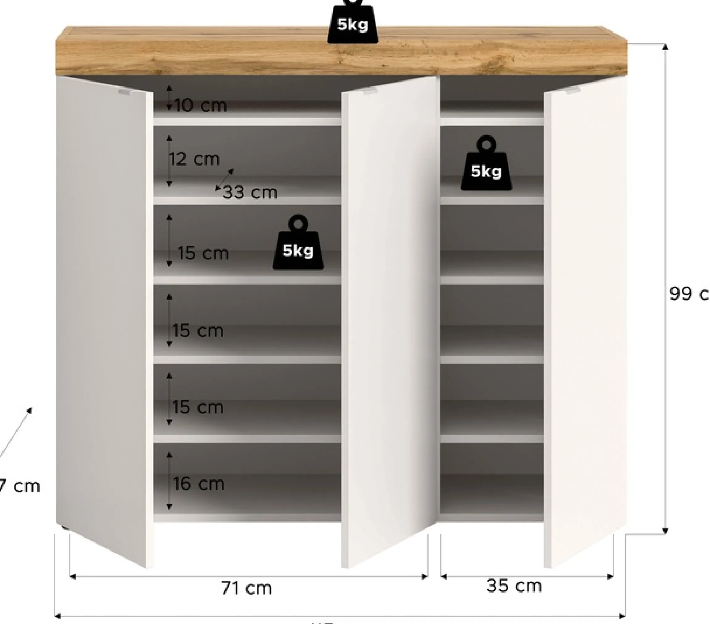 OTTO home Schuhschrank »MAMBO II, Breite 115 cm, 3 Türen, 10 Einlegeböden« 1 Stk. tlg. Schuhschrank, Schuhkommode, Flur, Diele
