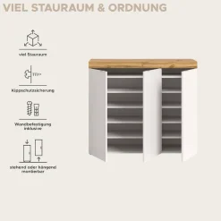 OTTO home Schuhschrank »MAMBO II, Breite 115 cm, 3 Türen, 10 Einlegeböden« 1 Stk. tlg. Schuhschrank, Schuhkommode, Flur, Diele