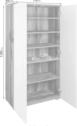 OTTO home Schuhschrank »Paris« grifflose Schuhregal Breite 70cm, mit 6 geräumigen Fächern