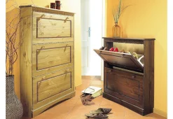 OTTO home Schuhschrank »Rustic« aus massiver Kiefer, 2 Schuhklappen, für 6-8 Paar, Kassettenoptik