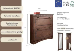 OTTO home Schuhschrank »Rustic« aus massiver Kiefer, 2 Schuhklappen, für 6-8 Paar, Kassettenoptik