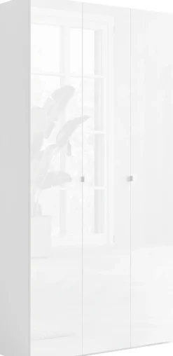 OTTO home Schuhschrank »SMILE Breite 95 cm, Höhe 184 cm, Schuhregal mit 7 Ebenen,« Schuhkommode in Weiss Hochglanz Lack