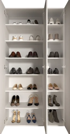 OTTO home Schuhschrank »SMILE Breite 95 cm, Höhe 184 cm, Schuhregal mit 7 Ebenen,« Schuhkommode in Weiss Hochglanz Lack