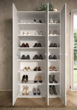 OTTO home Schuhschrank »SMILE Breite 95 cm, Höhe 184 cm, Schuhregal mit 7 Ebenen,« Schuhkommode in Weiss Hochglanz Lack