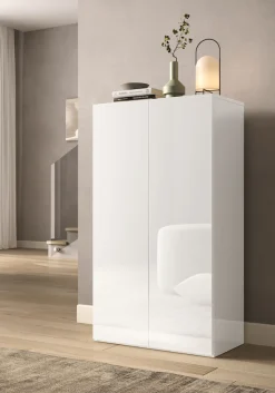 OTTO home Schuhschrank »SMILE Breite 63 cm, Höhe 114 cm, Schuhregal mit 5 Ebenen,« Schuhkommode in Weiss Hochglanz Lack