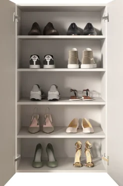 OTTO home Schuhschrank »SMILE Breite 63 cm, Höhe 114 cm, Schuhregal mit 5 Ebenen,« Schuhkommode in Weiss Hochglanz Lack