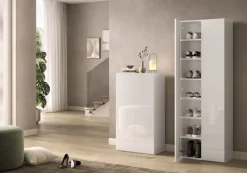 OTTO home Schuhschrank »SMILE Breite 63 cm, Höhe 114 cm, Schuhregal mit 5 Ebenen,« Schuhkommode in Weiss Hochglanz Lack