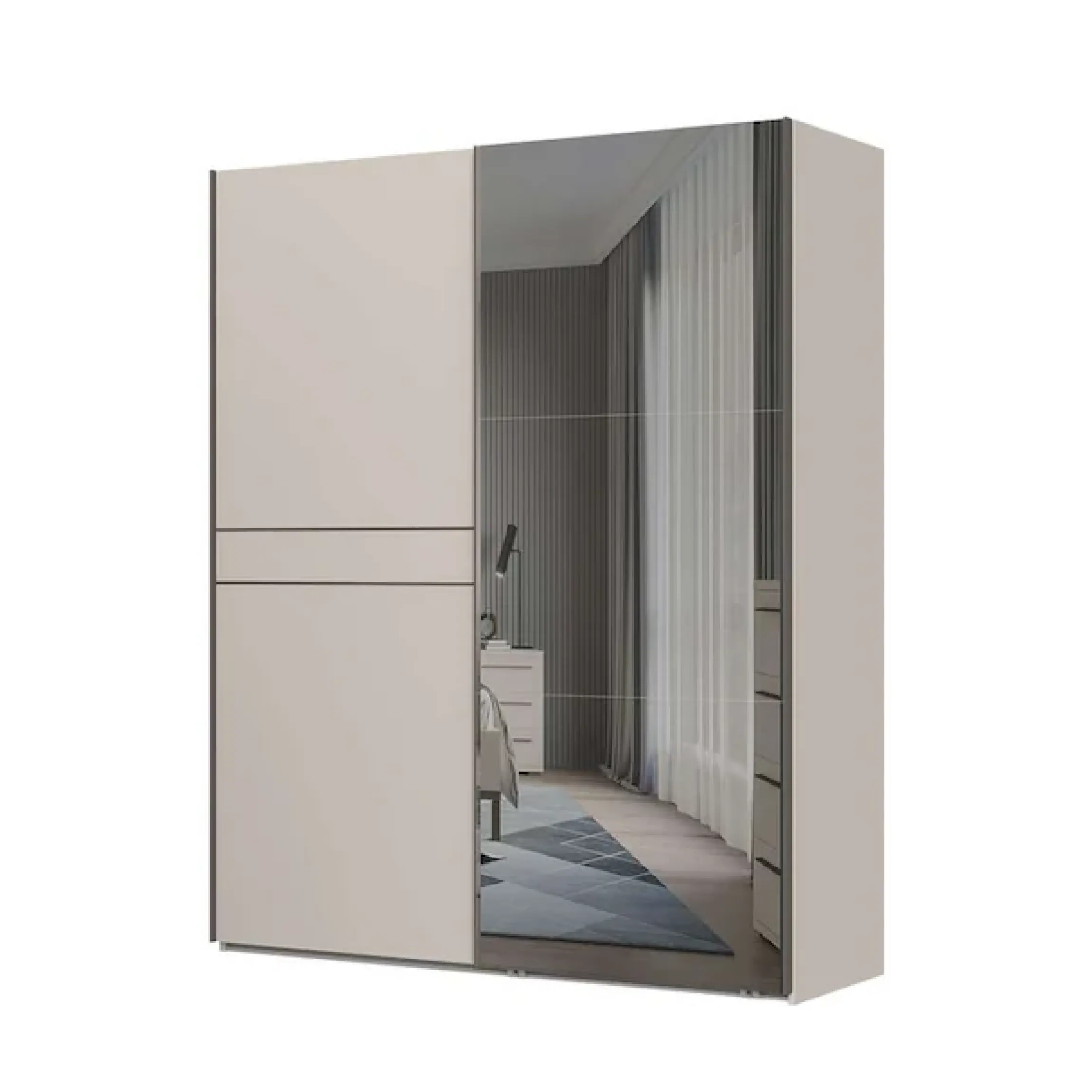 OTTO home Schwebetürenschrank »Opera Kleiderschrank, Schlafzimmerschrank, Garderobe, Schrank« UV lackiert, Soft Close Funktion, Spiegel, Höhenverstellbare Füße