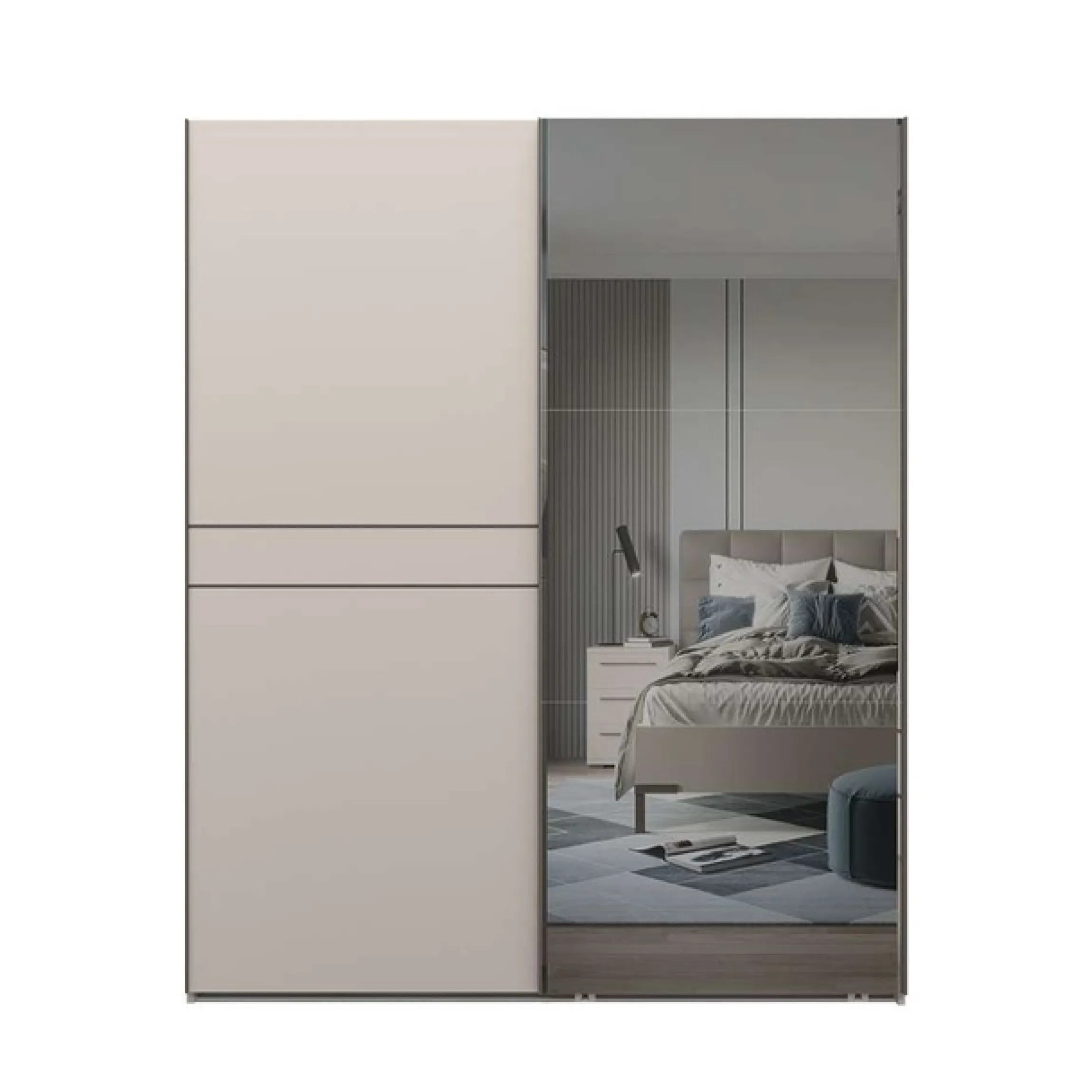 OTTO home Schwebetürenschrank »Opera Kleiderschrank, Schlafzimmerschrank, Garderobe, Schrank« UV lackiert, Soft Close Funktion, Spiegel, Höhenverstellbare Füße