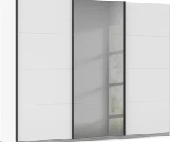 OTTO home Schwebetürenschrank »Schlafzimmerschrank Kleiderschrank Schrank Garderobe FERRIS« In 3 Ausstattungen BASIC/CLASSIC/PREMIUM, in Breiten 271 cm,Mitteltür mit hochwertigem Grauspiegel MADE IN GERMANY