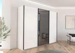 OTTO home Schwebetürenschrank »Schlafzimmerschrank Kleiderschrank Schrank Garderobe FERRIS« In 3 Ausstattungen BASIC/CLASSIC/PREMIUM, in Breiten 271 cm,Mitteltür mit hochwertigem Grauspiegel MADE IN GERMANY