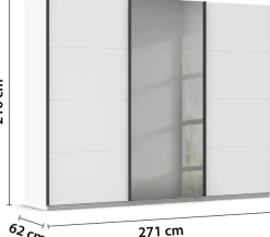 OTTO home Schwebetürenschrank »Schlafzimmerschrank Kleiderschrank Schrank Garderobe FERRIS« In 3 Ausstattungen BASIC/CLASSIC/PREMIUM, in Breiten 271 cm,Mitteltür mit hochwertigem Grauspiegel MADE IN GERMANY