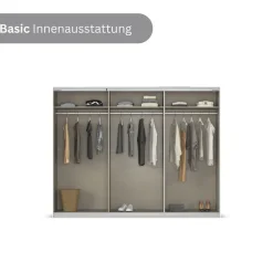 OTTO home Schwebetürenschrank »Schlafzimmerschrank Kleiderschrank Schrank Garderobe FERRIS« In 3 Ausstattungen BASIC/CLASSIC/PREMIUM, in Breiten 271 cm,Mitteltür mit hochwertigem Grauspiegel MADE IN GERMANY