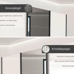 OTTO home Schwebetürenschrank »Schlafzimmerschrank Kleiderschrank Schrank Garderobe FERRIS« In 3 Ausstattungen BASIC/CLASSIC/PREMIUM, in Breiten 271 cm,Mitteltür mit hochwertigem Grauspiegel MADE IN GERMANY