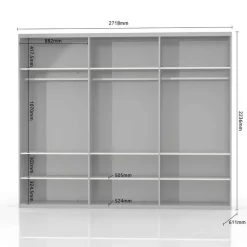 OTTO home Schwebetürenschrank »Gala, wahlweise mit oder ohne Spiegel, 272x65x224cm, FSC-zertifiziert« mit 9 Einlegeböden und 3 Kleiderstangen,UV lackiert, kratzfest, hochglänzend, Soft-Close Funktion
