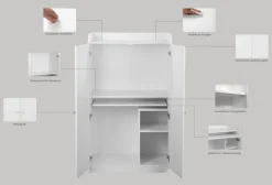 OTTO home Sekretär »Aalborg« PC-Schrank im Landhaus-Stil, Tastaturauszug, Stauraum, 80x134,5 cm