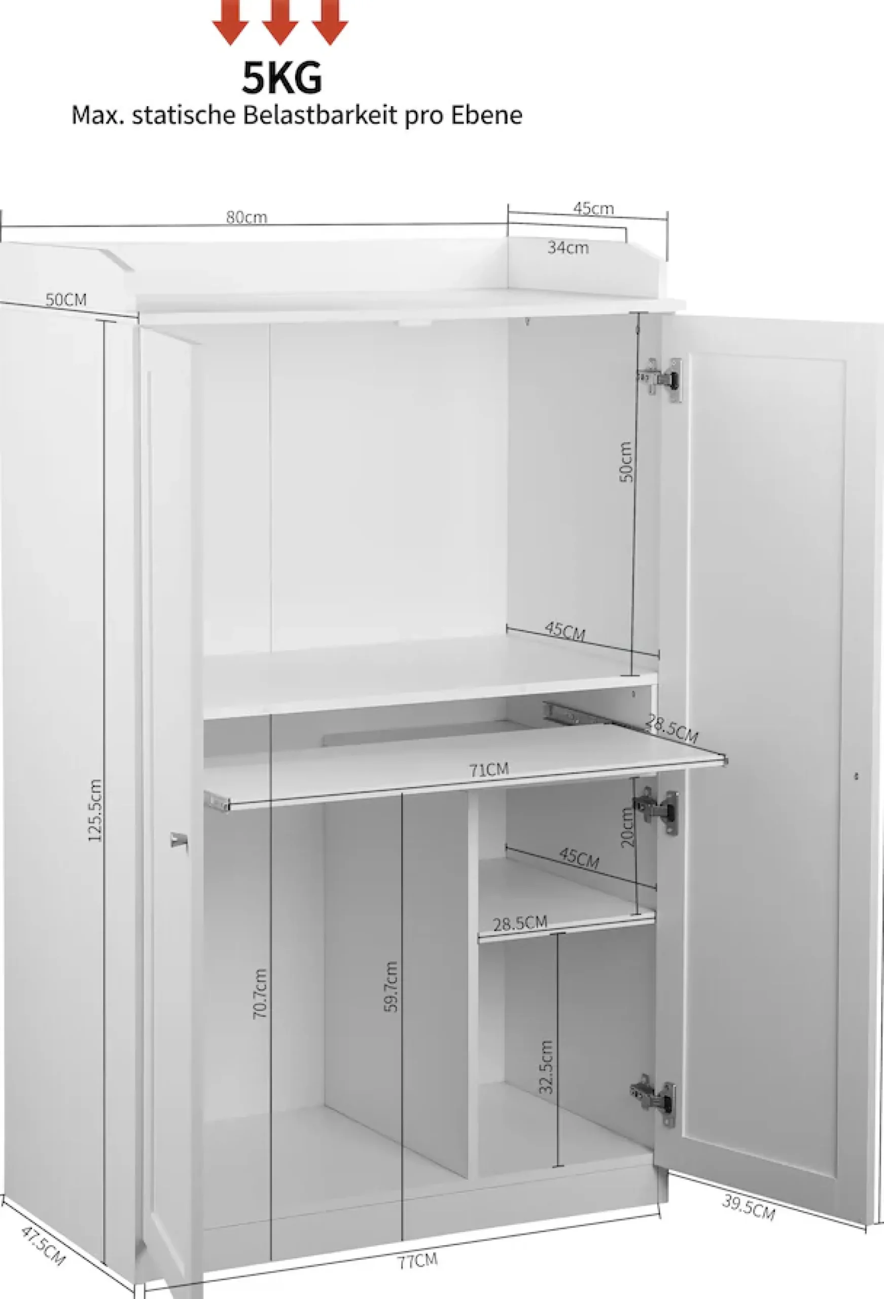 OTTO home Sekretär »Aalborg« PC-Schrank im Landhaus-Stil, Tastaturauszug, Stauraum, 80x134,5 cm