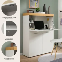 OTTO home Sekretär »MAMBO, TOPSELLER!, Höhe 122cm, 2 Türen, 1 Schubkasten, 1 Klappe« Home-Office-Schreibtisch, PC-Schrank, Schreibtisch, Office
