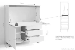 OTTO home Sekretär »Vaux« 1 Stk. tlg. Kaschmir / Artisan Eiche (Eiche-Optik), Klapptür, Stauraum, B: 120 cm
